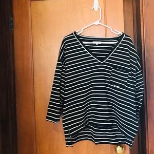 Madewell Slub Knit Ponte Side Zip Stripe Top Large